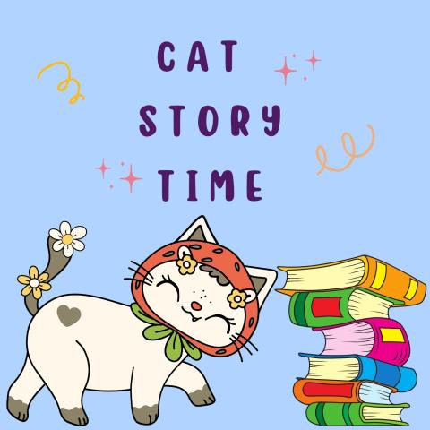 cat walking towards a stack of books
