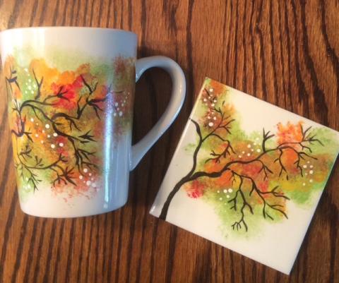 watercolor mug and coaster