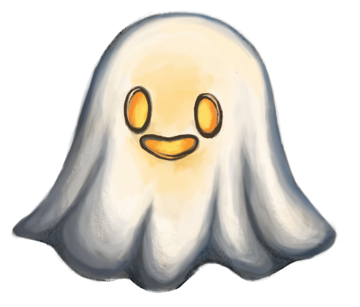 little ghost with glowing eyes and mouth