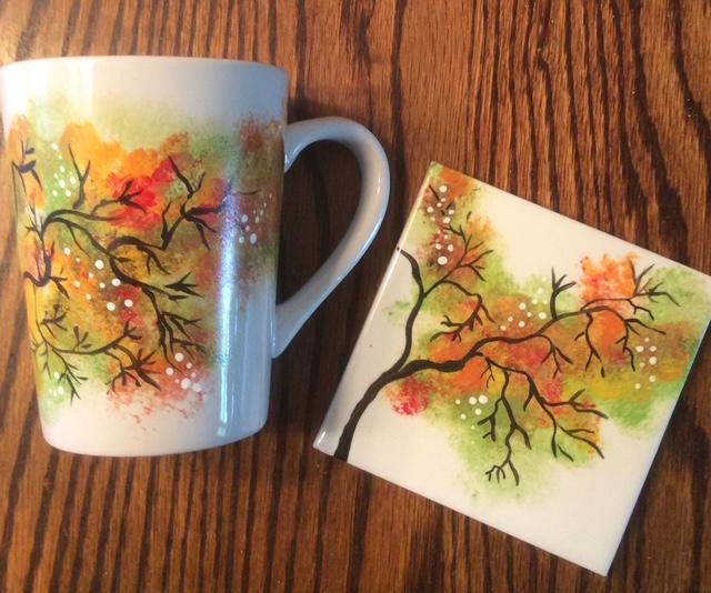 watercolor mug and coaster
