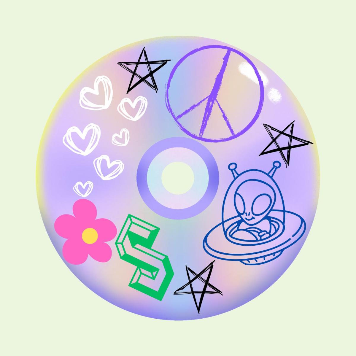 compact disc with drawings on it
